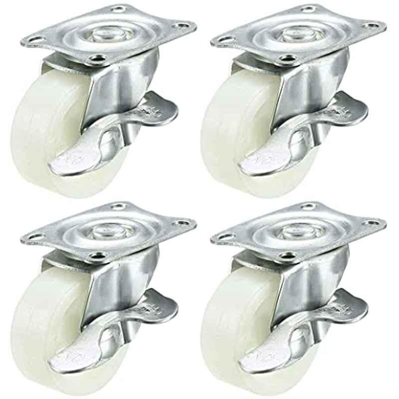 Abbasali 1.5 inch Swivel Caster Wheel Top Plate Caster with Brake (Pack of 4)
