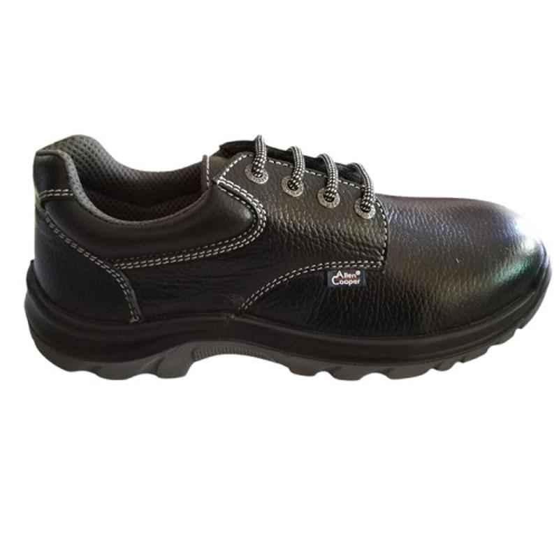 Allen Cooper AC-1212 Leather Steel Toe Black Safety Shoes, Size: 12