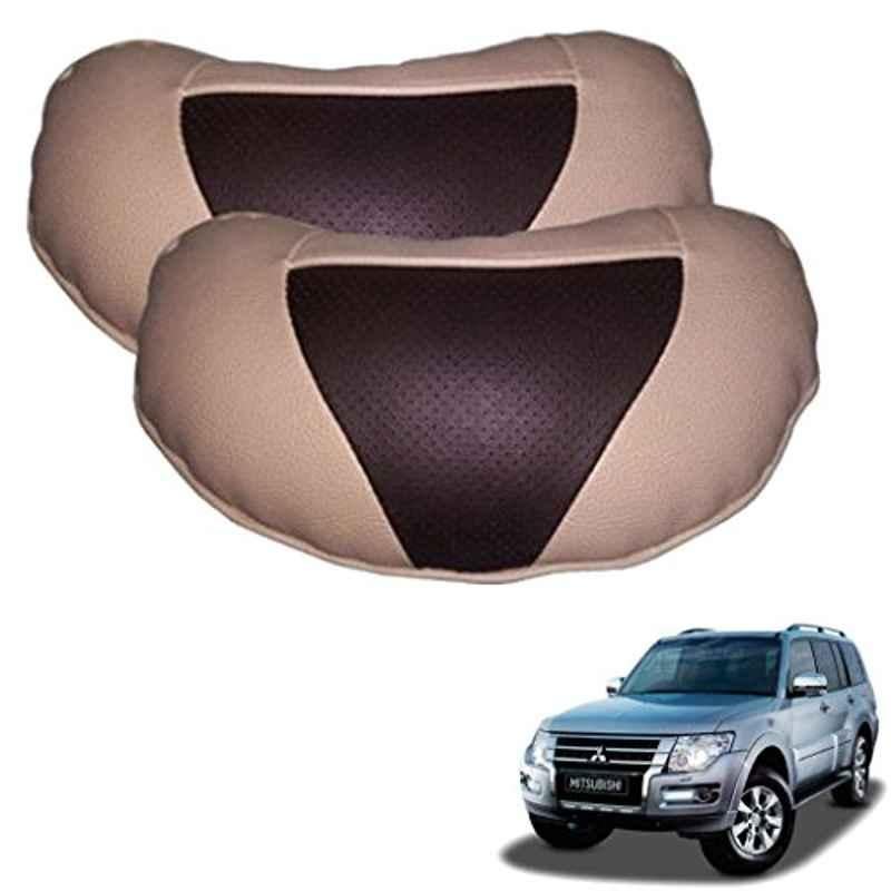 Kozdiko 2 Pcs Brown & Beige Neck Rest Set for Mitsubishi NA, koz_38897