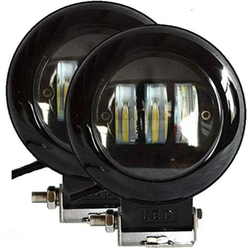 JBRIDERZ 2 Pcs 3 LED 40W White Fog Headlight Set with Mounting Bracket