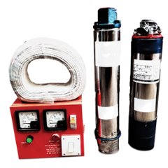 Rajco V-4 1HP 0.75kW 10 Stage Copper Single Phase Oil Filled Submersible Pumps with Control Pannel & 30m Cable