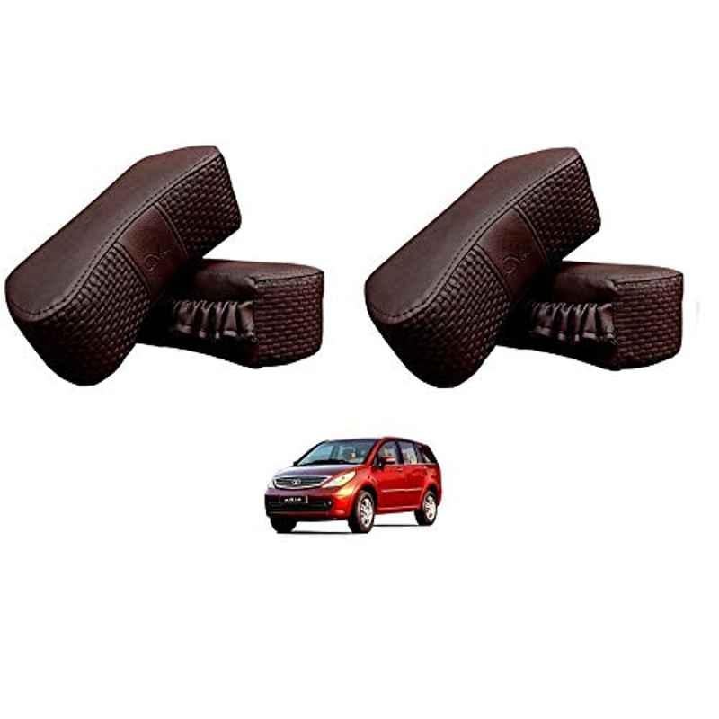 Kozdiko 4 Pcs CV Designer Cola Leatherite Neck Rest Car Cushion Pillow Set for Tata Aria