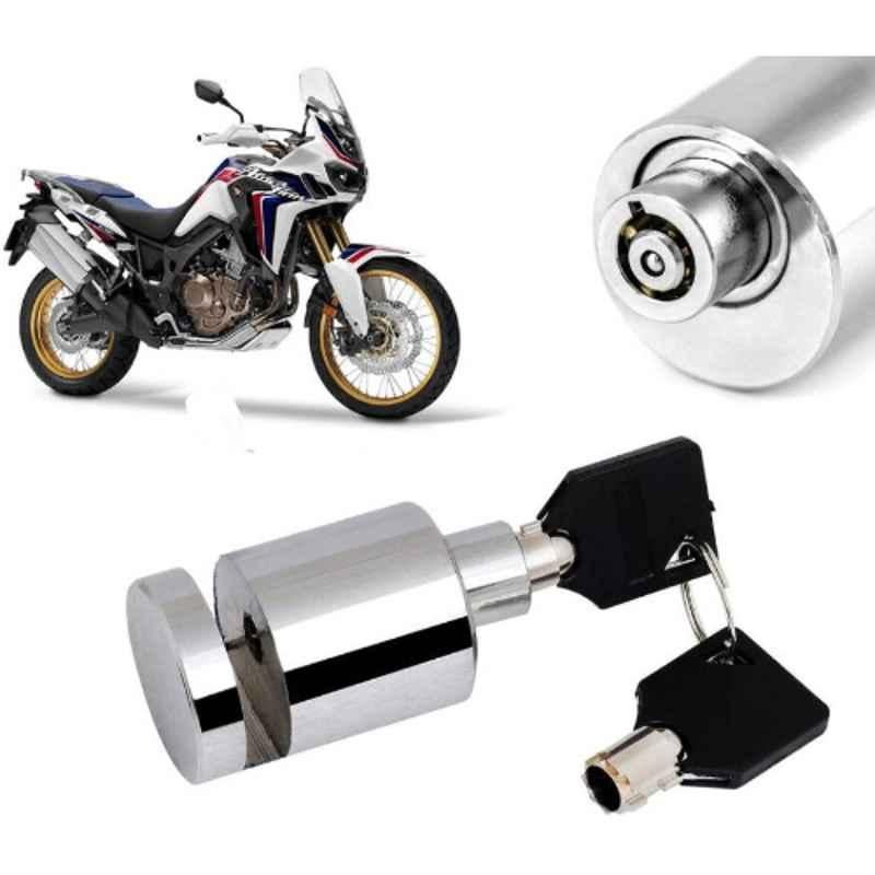 Auto Pearl Stainless Steel Silver Heavy Duty Anti Theft Motorcycle Disc Brake Lock, Lock-219