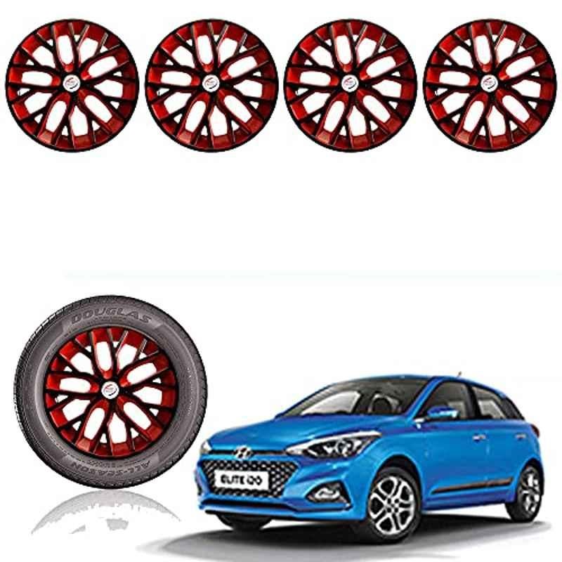 Auto Pearl 14 inch ABS Black & Red Car Hub Cap Wheel Cover for i20 Elite 2018