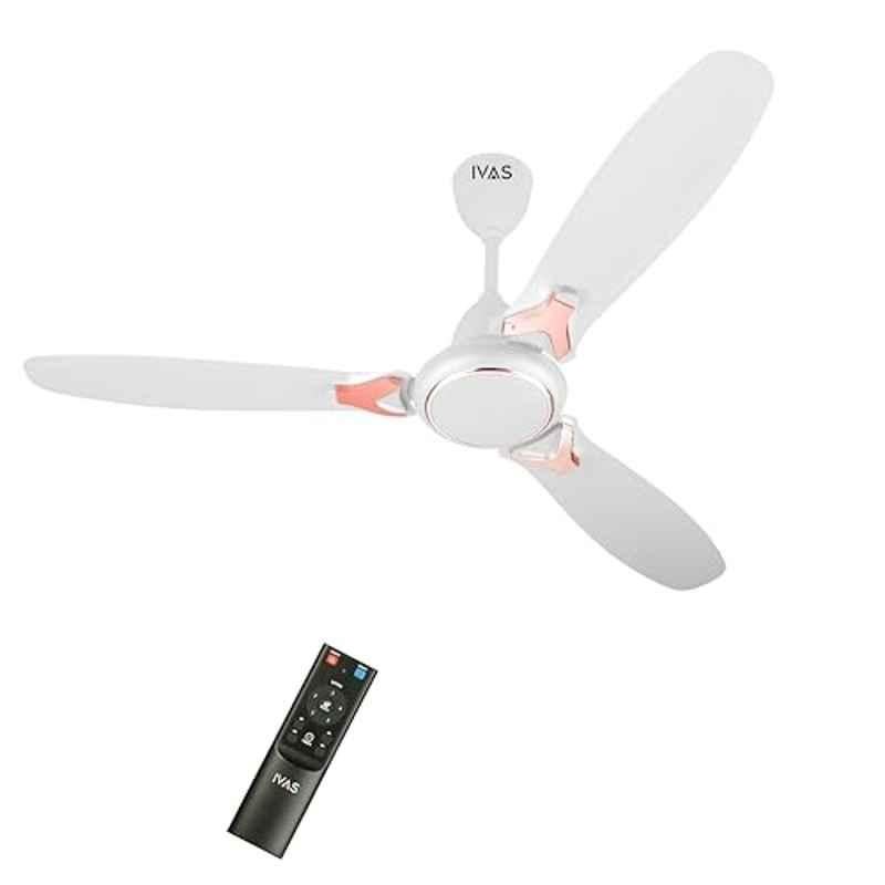 IVAS Gloria 28W 360rpm Pearl White 5 Star BLDC Ceiling Fan with Remote Control & 2 Years Warranty, IM12018905, Sweep: 1200 mm