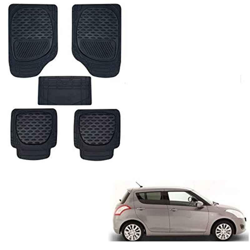 Kozdiko 6255 5 Pcs Rubber & PVC Black Heavy Car Foot Mat Set for Maruti Suzuki Swift Type-2(2011_2017)