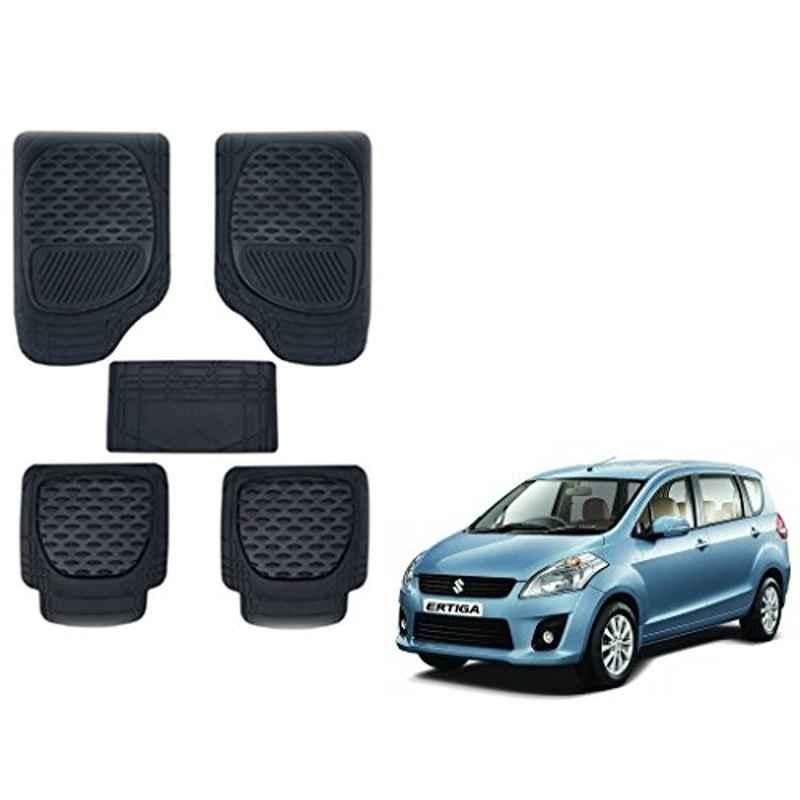 Kozdiko 6255TW 5 Pcs PVC & Rubber Black Car Mat Set for Maruti Suzuki Ertiga