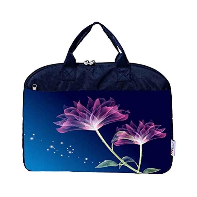 My Fav Blue & Pink Flower Print Office Laptop Bag, MFLS014
