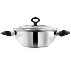 Vinod Deluxe 1.2 Litre Stainless Steel Induction Friendly Kadhai with Glass Lid, IKDX18 (Pack of 3)