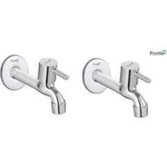 Prestige Turbo Stainless Steel Chrome Finish Long Body Bib Cock with Wall Flange (Pack of 2)