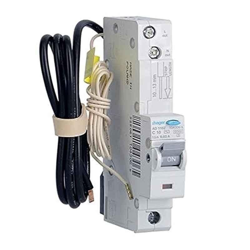 Hager 10A 6kA 1 Pole C-type Residual Current Circuit Breaker