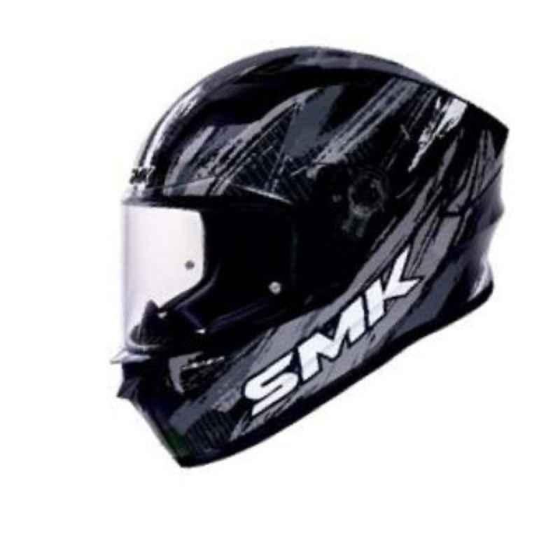 SMK Stellar Meteorite Grey & Black Full Face Motorbike Helmet, GL266, Size: Extra Small