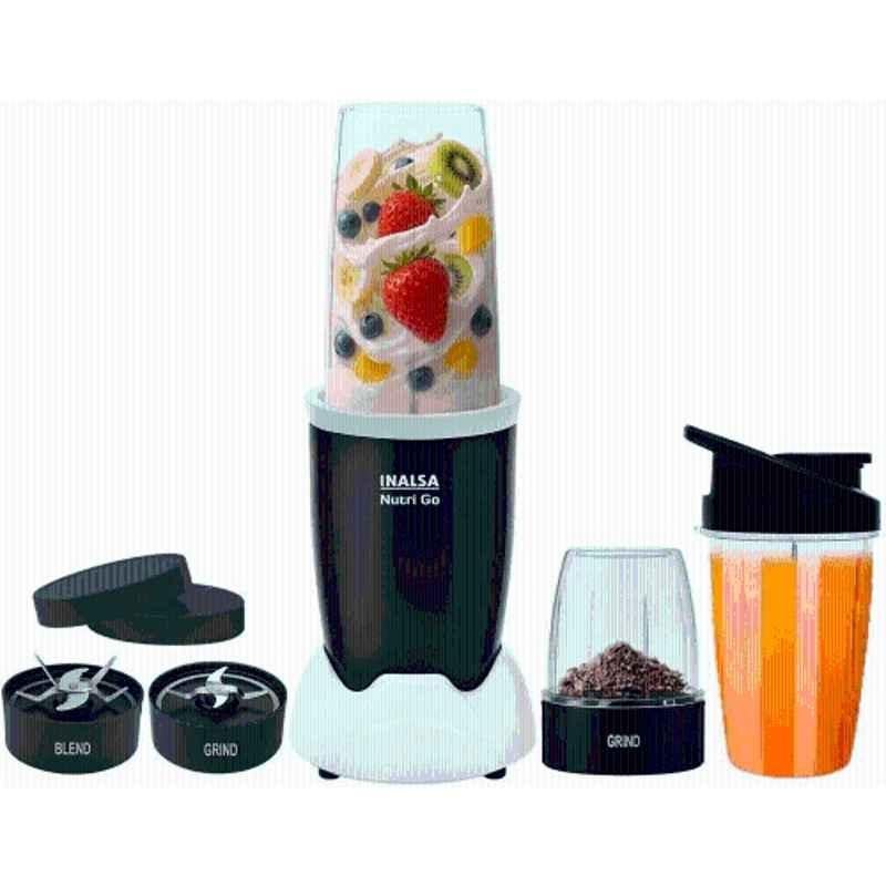 Inalsa Nutri Go 500W 2000rpm Black Mixer Blender with 3 Polycarbonate Jars