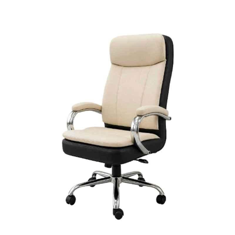 ZRF Leatherette Beige & Black High Back Armrest Ergonomic Office Chair, ES890