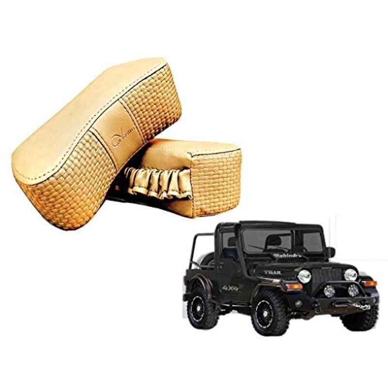 Kozdiko 2 Pcs Memory Foam Beige Luxurious Neck Rest Set for Mahindra Thar, koz_42117