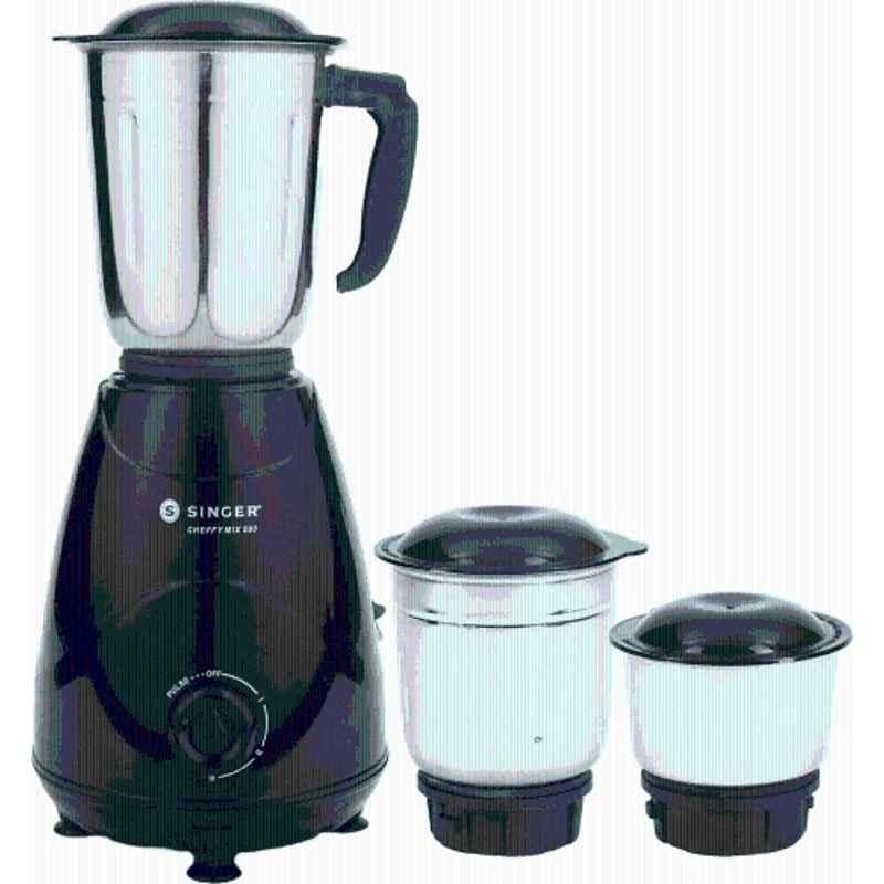 Singer Cheffy Mix 500 ABS 500W Black Mixer Grinder with 3 Stainless Steel Jars