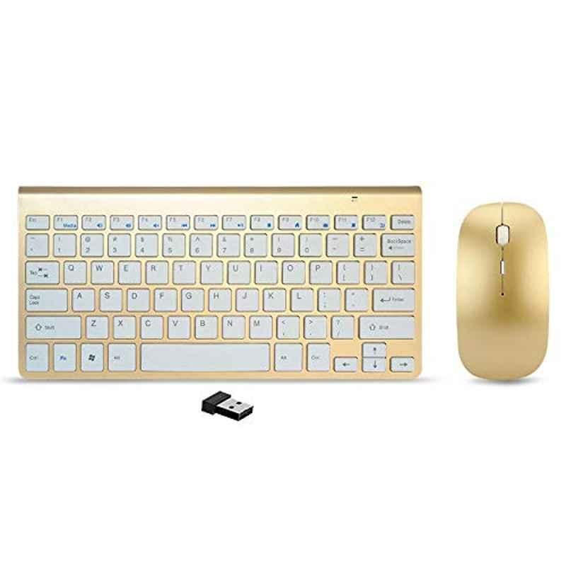 Rubik 2.4Ghz Gold Mini USB Wireless Keyboard & Mouse