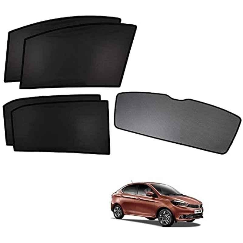 Kozdiko 5 Pcs Polyester Black Non Magnetic Window & Rear Sun Shades Set for Tata Tigor