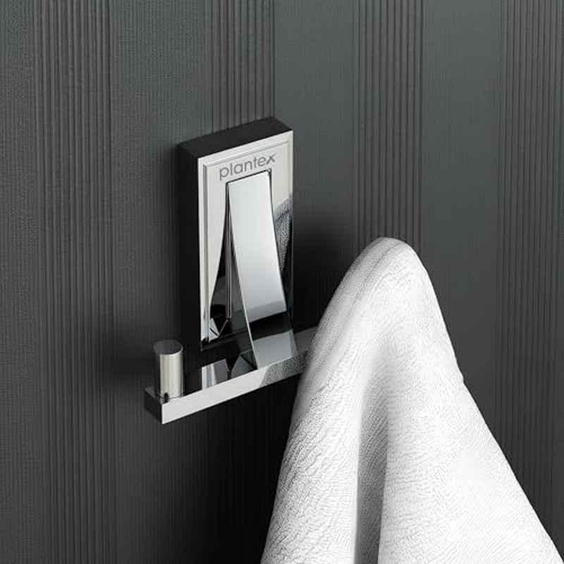 Plantex Robe Hook for Bathroom/Pure Brass Clothes Hanging Hook/Hook for Wall/Bathroom Accessories APS-RTO-04, Chrome