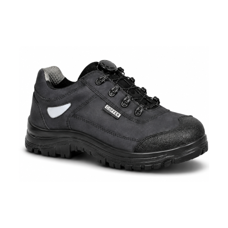 Coffer Safety Leather Black Steel Toe Mens Safety Shoes, 1336, Size: 9