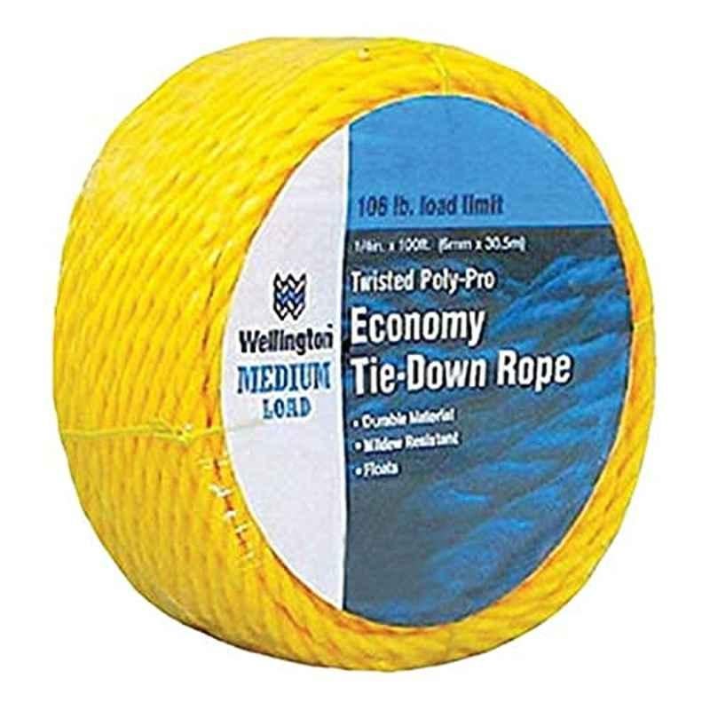 Wellington 106lbs 100ft Polypropylene Yellow Twisted Coil Rope, 14978