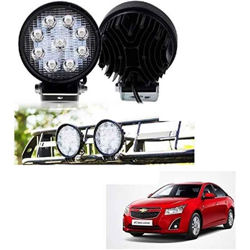 Kozdiko 2 Pcs 27W 4 inch 9 LED Waterproof Round White Fog Light Set with Mounting Brackets for Chevrolet Cruze, kozd_20016