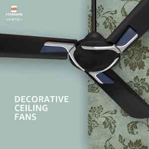 Havells Standard Vertex 53W Metallic Black Ceiling Fan, FSCVRSTMBK48, Sweep: 1200 mm