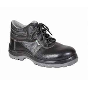 Zain Safety S1-SRA ZM-444 Genuine Leather Steel Toe Black Safety Shoes, Size: 12