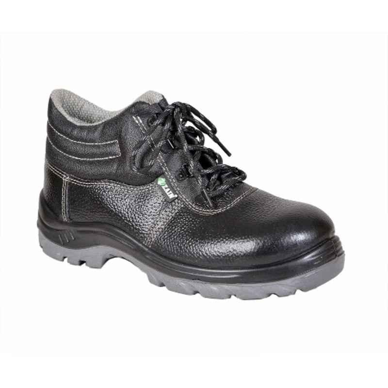 Zain Safety S1-SRA ZM-444 Genuine Leather Steel Toe Black Safety Shoes, Size: 12