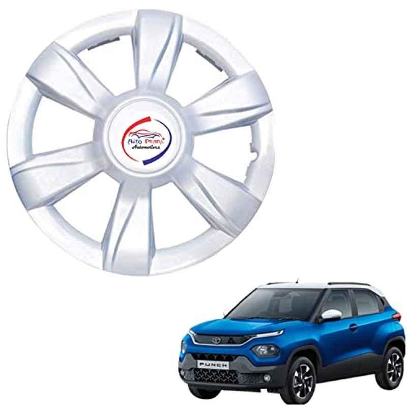 Auto Pearl 4 Pcs 15 inch ABS Xylo Silver Hubcap Wheel Cover Set with Retention Ring for Tata Punch 2021