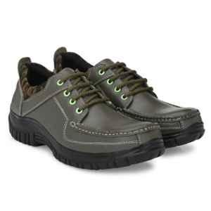 All Safe Genuine Leather Steel Toe Sports Look Olive Safety Shoes, Wlsofty 2000, Size: 7