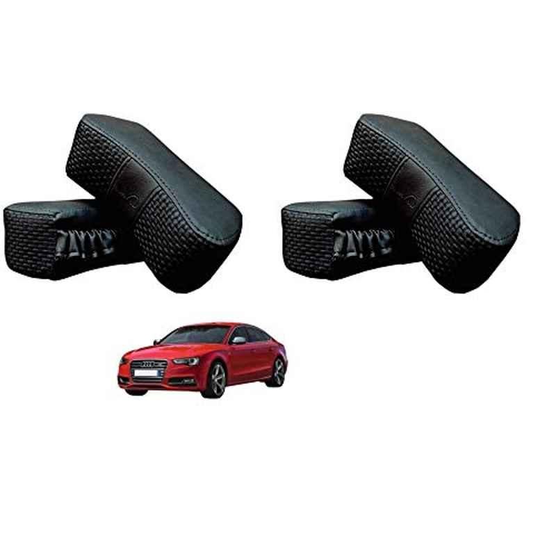 Kozdiko 4 Pcs CV Designer Black Leatherite Neck Rest Car Cushion Pillow Set for Audi S5