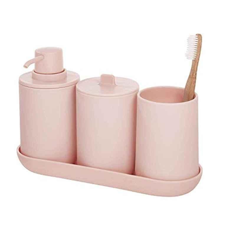iDesign 4Pcs Plastic Blush Cade Bathroom Accessories Set, 28731