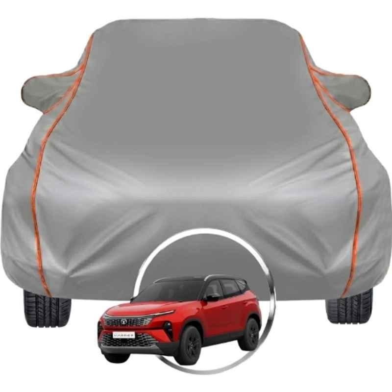 Allextreme Polyester Grey Car Cover with Triple Stitched Reflective Piping for Tata Harrier Fits All Model & Year, TATA-HRR