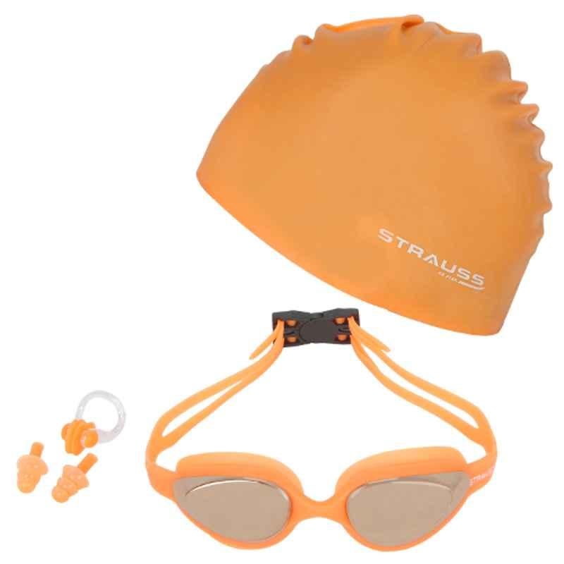 Strauss 5 Pcs Orange Swimming Goggles Set, ST-2239