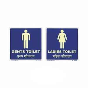SUNSIGNS 2 Pcs 12x12 inch ABS Toilet Signage Board Set for Ladies & Gents Washroom, OT0051ABSM3SPIS11