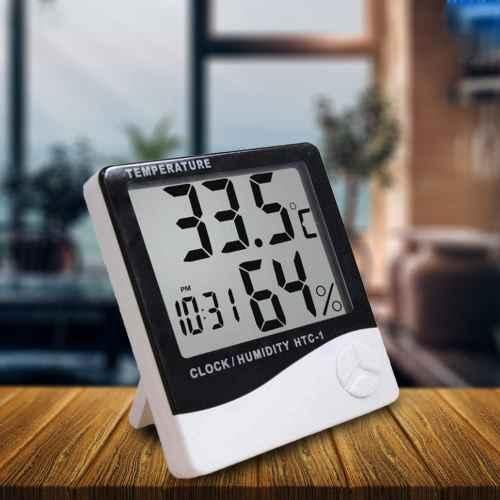 MCP Digital Room Thermometer with Humidity Indicator and Clock