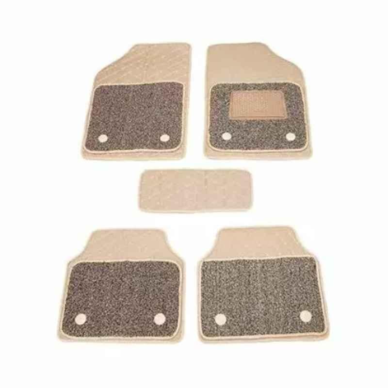 Auto Beast 5 Pcs Faux Leather Beige Universal Premium 7D Luxury Non Slip Car Floor Mat Set for Tata Tiago 2019