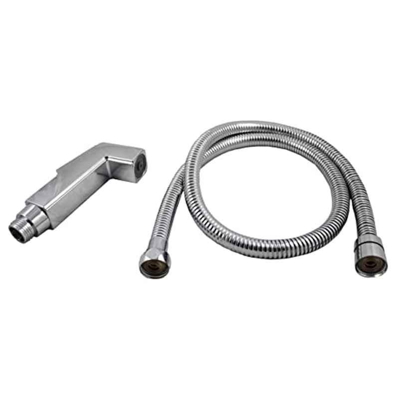 Elegant Casa ABS Health Faucet with Wall Hook & 1m Stainless Steel Braided Rubber Hose Pipe, Ludo 1810