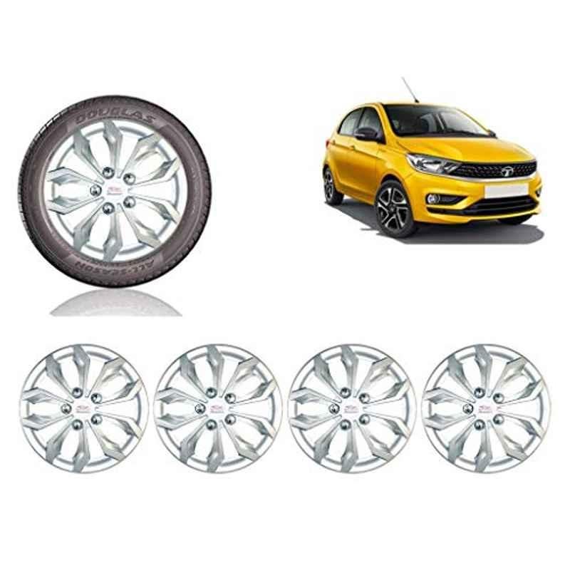 Auto Pearl 4 Pcs 14 inch ABS Silver Car Wheel Cover Set for TATA Tiago 2020