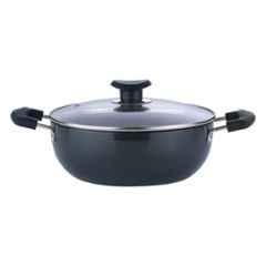 Vinod Black Pearl Plus 5.5 Litre Induction Friendly Deep Kadhai with Lid, IHADK28 (Pack of 3)