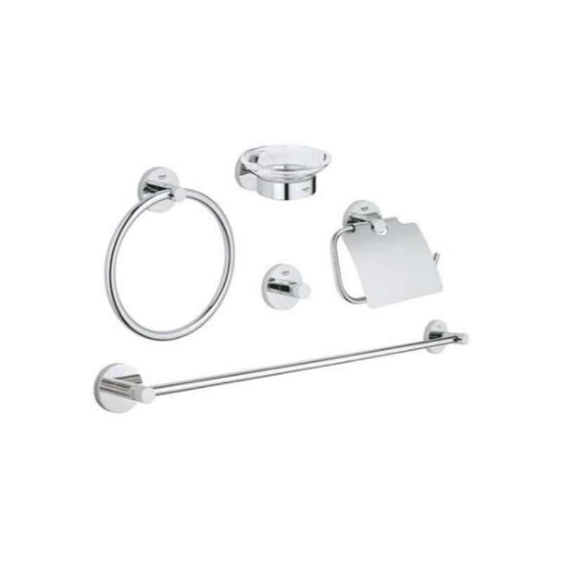 Grohe 5 in 1 Stainless Steel Chrome Bathroom Accessories Set, 40344001
