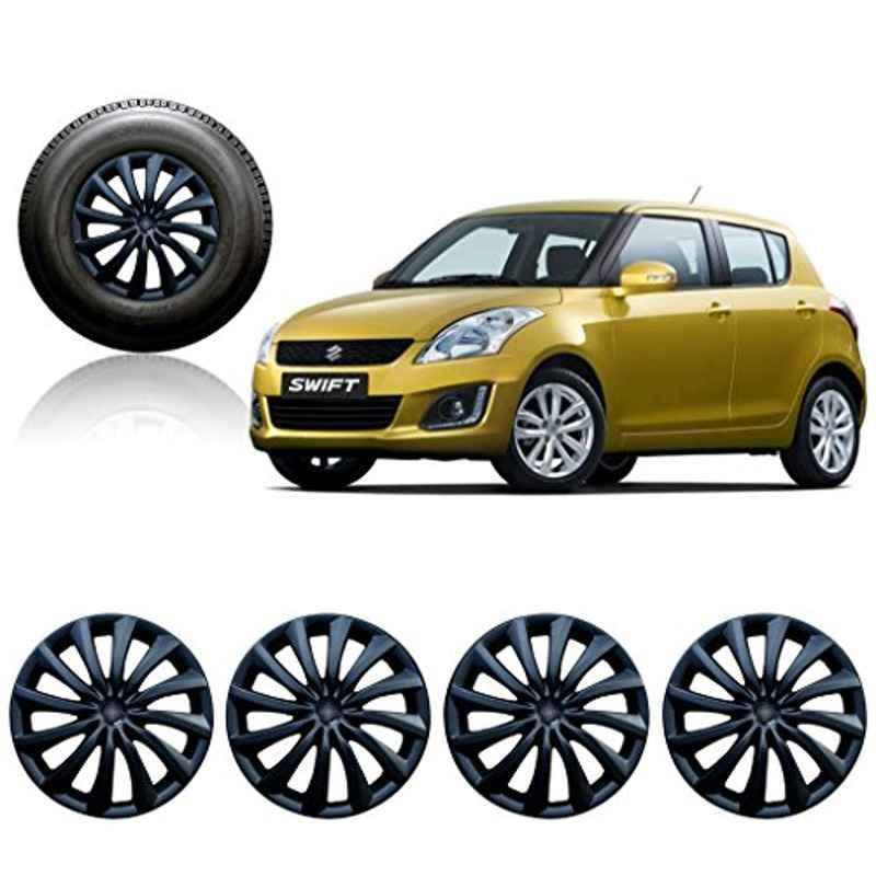 Auto Pearl 4 Pcs 14 inch Black Press Fitting Wheel Cover Set for Maruti Suzuki Swift