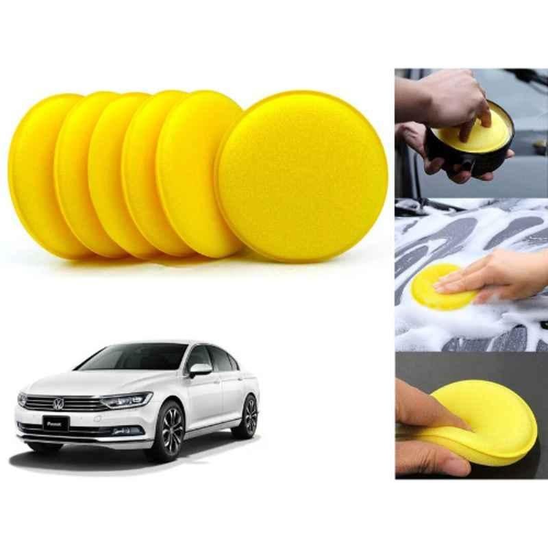 Auto Pearl Polyurethane Beige Washing & Waxing Polish Foam Sponge for Passat 2015 (Pack of 6)