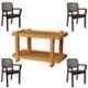 Italica 4 Pcs Polypropylene Tan Brown Luxury Arm Chair & Marble Beige Table with Wheels Set, 3018-4/9509