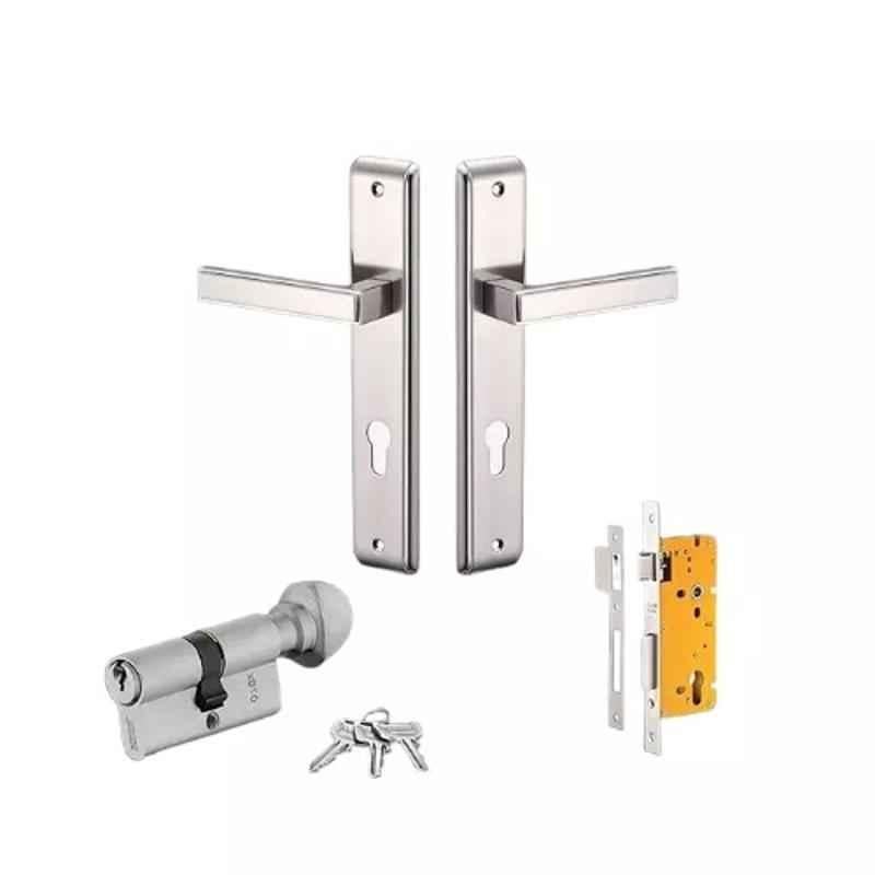 Dorset Kaira HLKAIASC 8 inch Silver Chrome Finish Zinc Mortise Door Lock Set with 1 Side Key & 1 Side Knob (Pack of 4)