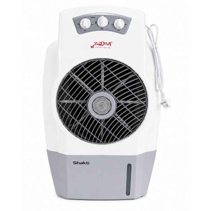 Zoom Shakti 45W 25 Litre ABS White & Grey Portable Desert Air Cooler with 3 Speed Control