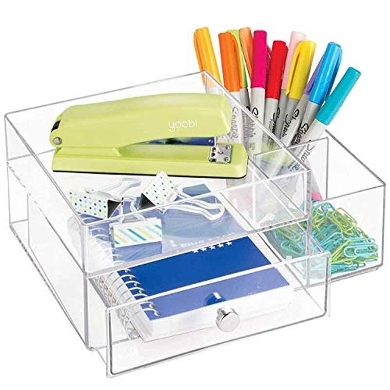 iDesign Plastic Clear Drawer with Side Organizer, 160015