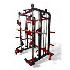 GYM24 Equipment Iron Black & Red Squat Rack with Bench Press Pull Up Bar Machine