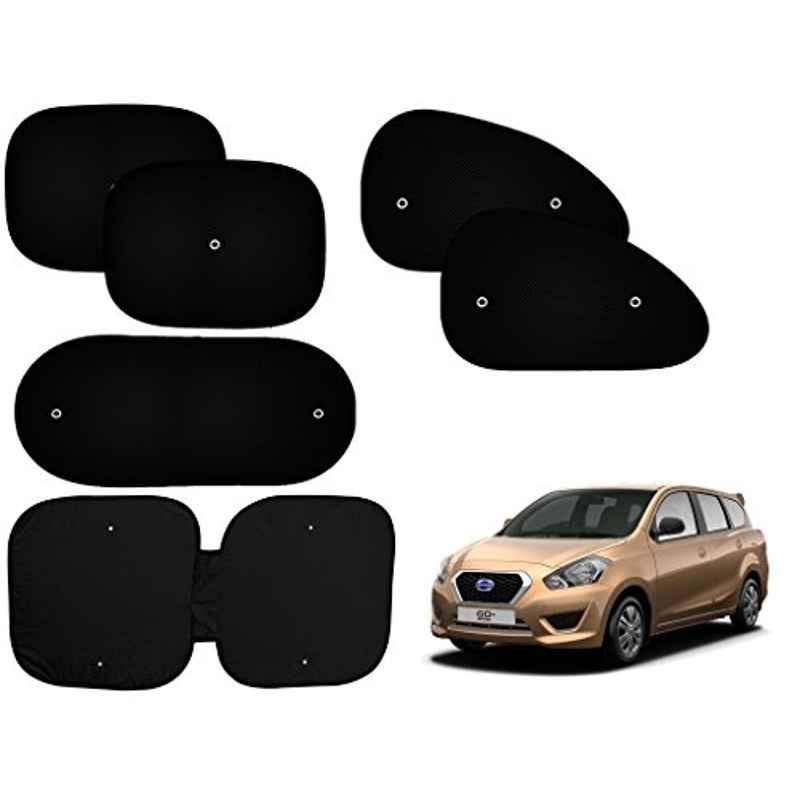 Auto Pearl 6 Pcs PVC & Mesh Black Window, Front & Rear Sun Shade Set for Datsun GO Plus
